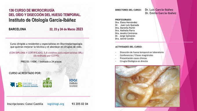 136 CURSO DE MICROCIRUGÍA DEL OÍDO Y DISECCIÓN DEL HUESO TEMPORAL